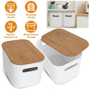 Stackable Storage Bins with Bamboo Lids - 2 Pack by LJGDeals