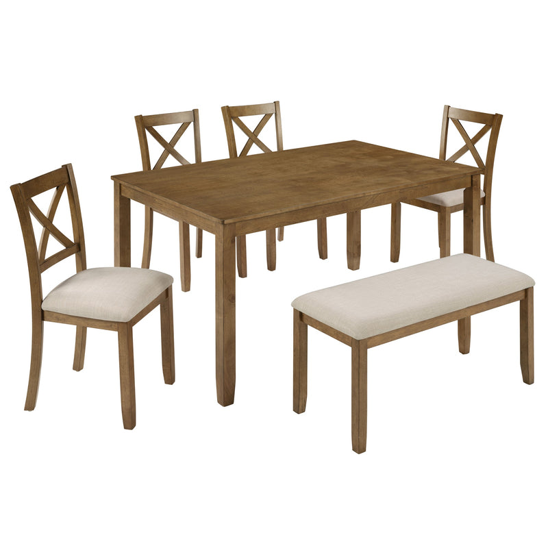 Oak Finish 6-Piece Dining Table Set, photo 10 of 10