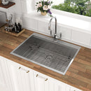 Topmount Stainless Steel Kitchen Sink With Workstation Ledge And Accessories by HouseOfZazla
