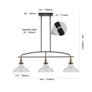 Industrial 3-Light Pendant Chandelier with Clear Glass Shades
