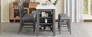 5-piece Counter Height Dining Table Set with Built-in Storage Shelves,Grey(OLD SKU W504S00143)