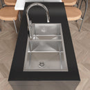 Stainless Steel Kitchen Sink, 32"x19" Double Bowl in Brushed Nickel by HouseOfZazla