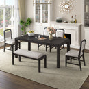 Extendable Dining Table Set With 4 Upholstered Chairs And 1 Bench
