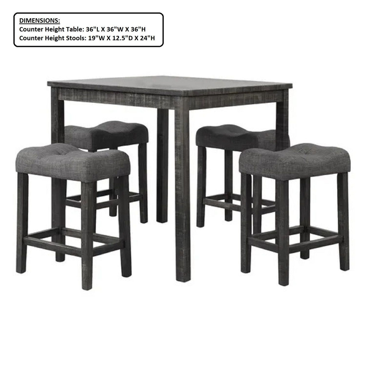 Transitional Counter Dining Set With 4 Tufted Stools, photo 3 of 20