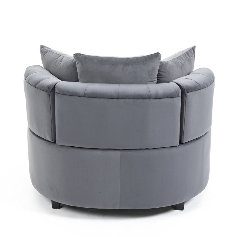 Accent Chair / Classical Barrel Chair for living room / Modern Leisure Chair (Grey)