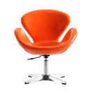 Upholstered Swivel Lounge Chair With Chrome Base And Adjustable Height - Orange by HouseOfZazla