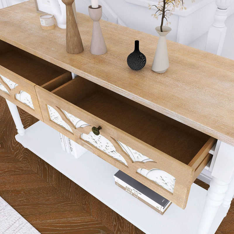 48 inch Long Console Table with 2 Drawers and 1 Bottom Shelf for Entryway Hallway Easy Assembly - Traditional Craftsmanship and Functionality Combined
