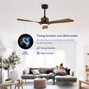 52 Inch Solid Wood Ceiling Fan with Light Kit and Remote Control by HouseOfZazla