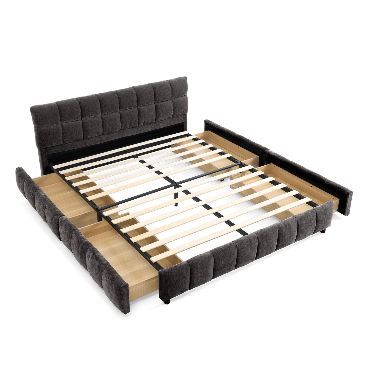 Modern Platform Bed Frame With Thick Fabric, photo 2 of 33