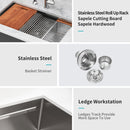 33" Undermount Kitchen Sink Single Bowl Ledge Workstation In 16 Gauge Stainless Steel - White by HouseOfZazla