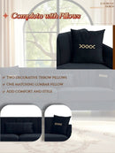 FX-P11-BK 87.4 Inch Modern Sofa Couch for Living Room, 3 Seater Upholstered Sofa with Pillows by HouseOfZazla