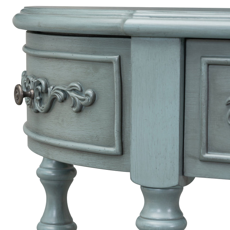 52"Modern and Contemporary Curved Console Table Sofa Table Entryway Table for Hallway Living Room Bedroom with 4 Drawers and 1 Shelf