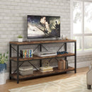 Console Table With 3 Tier Storage Shelves Finish, Slim Narrow Design For Living Entryway - Brown / Black by HouseOfZazla