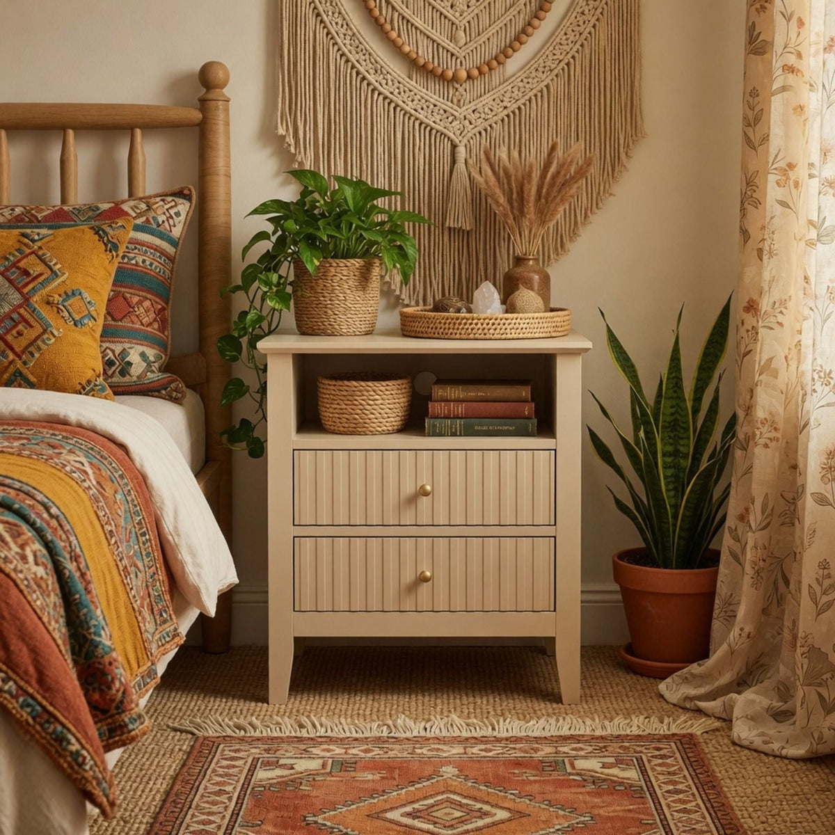 Fluted Nightstand With 2 Drawers, photo 11 of 40