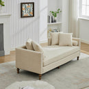 75.2'' Wide Upholstered Chaise Lounge Indoor with Nailheads,Sleeper Sofa Couch With 4 Throw Pillows&2 Bolsters,Daybed with Rubberwood Legs For Living Room,Bedroom, Apartment,Guestroom,Beige Chenille