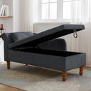 Chaise Lounge Indoor, Lounge Chair For Bedroom With Storage & Pillow, Modern Upholstered Rolled Arm Chase Lounge For Sleeping With Nailhead Trim For Living Room Bedroom Office by HouseOfZazla