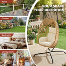 Set of 2 Egg Chairs with Stand - Patio Wicker Hanging Hammock Swing by HouseOfZazla