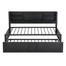Industrial Metal Daybed With Trundle, Storage Shelves, USB Ports by HouseOfZazla