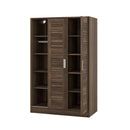 3-Door Shutter Wardrobe with shelves, Wulnut