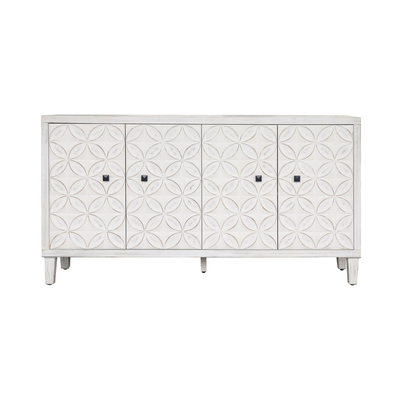 Accent Cabinet 4 Door Wooden Cabinet Sideboard Buffet Server Cabinet Storage Cabinet, for Living Room, Entryway, Hallway, Office, Kitchen and Dining Room, White Wash