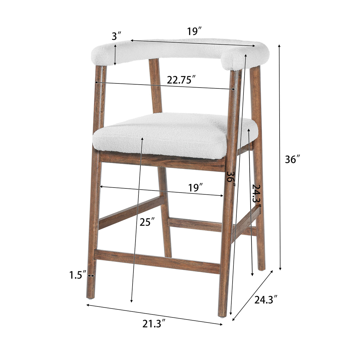 24.5'' Seat Height Bar Stools with Back, Set of 2, photo 3 of 10
