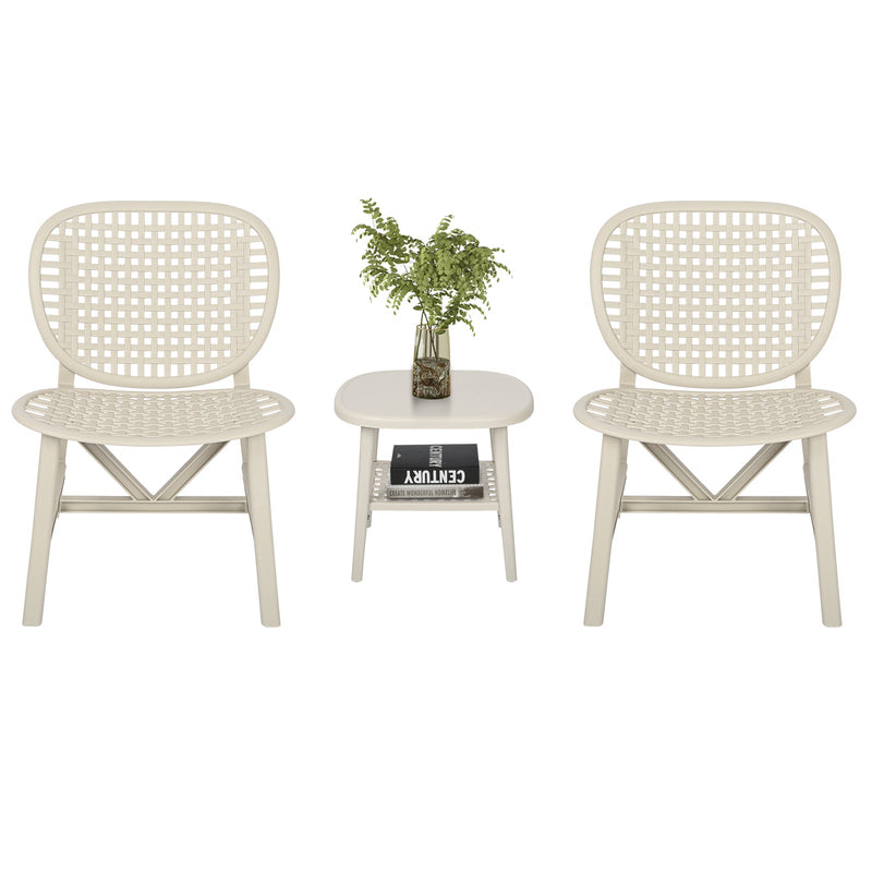 Walker Edison | All Weather 3 Piece Retro Patio Table Chair Set