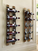 Whiskey & Wine Barrel Stave Wall Rack — 5-Bottle Display, Reclaimed Oak