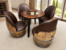 Whiskey & Wine Barrel Steel-Leg Table Set — 4 Chairs, Modern Build