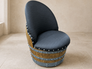 Whiskey & Wine Barrel Lounge Chair — Hidden Storage, Memory Foam, Checkered Gray Upholstery (Limited)