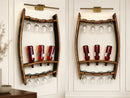 Whiskey & Wine Barrel Stave Trio Rack — Bottle Display, Wall Mount