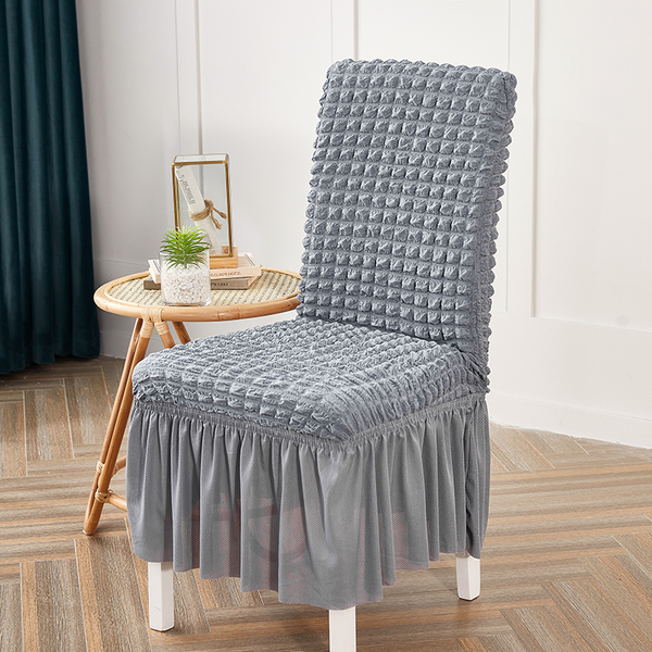 Premium Textured Seersucker High-Stretch Washable Dining Chair Slipcovers with Skirt, photo 2 of 19