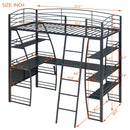Loft Bed With 4 Layers Of Shelves And L-Shaped Desk, Stylish Metal Frame Bed With A Set Of Sockets, USB Ports And And Wireless Charging by HouseOfZazla