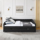 Upholstered Tufted Daybed With 2 Drawers, Waved Arms by HouseOfZazla