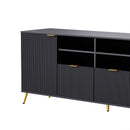 4-Piece Entertainment Wall Unit with 13 shelves,8 Drawers and 2 Cabinets, Multifunctional TV Stand Media Storage Cabinet with Fluted Line Surface for Living Room, for TVs Up to 70"