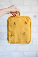 Yellow Embroidered Pot Holder by Galley & Fen