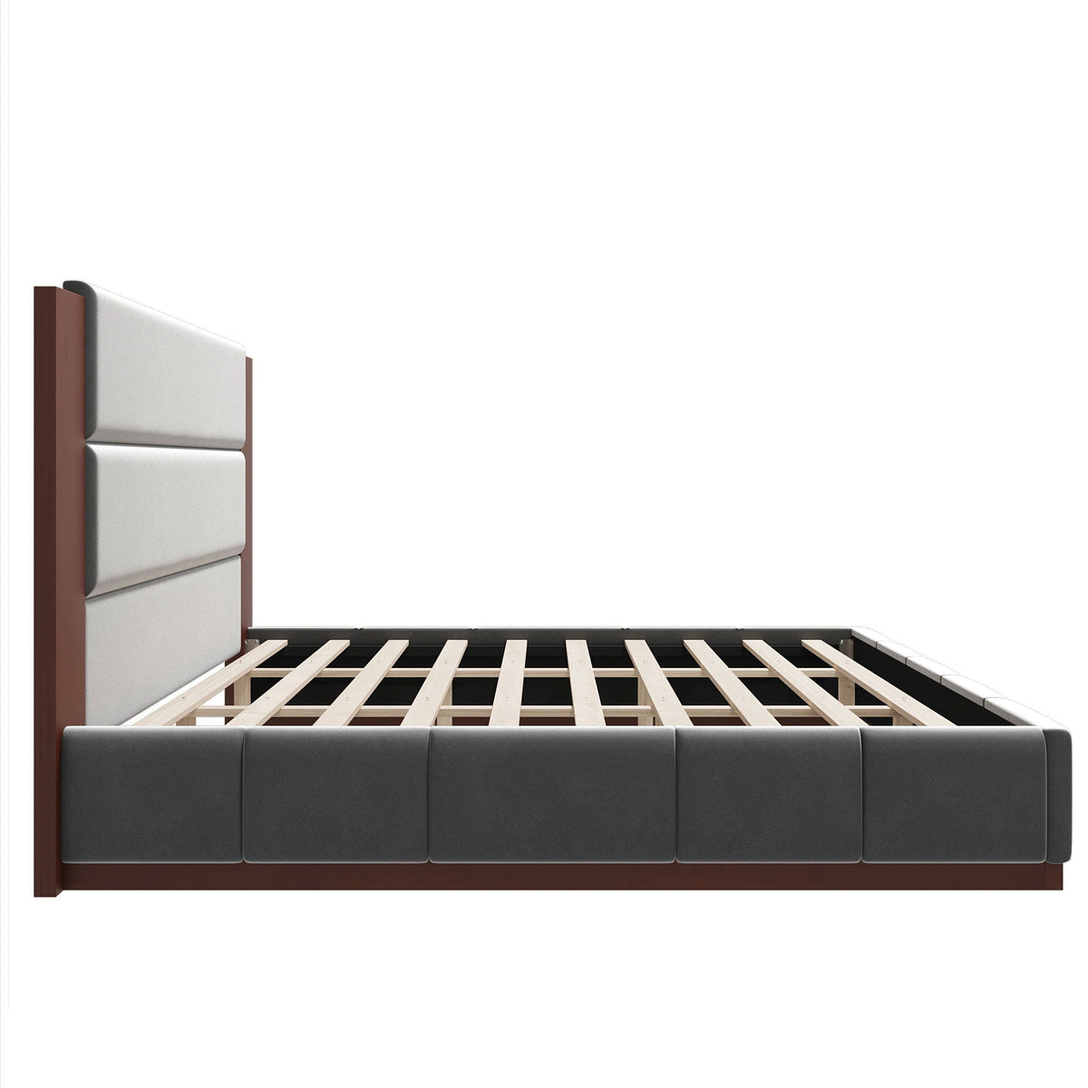 Modern Upholstered Platform Bed With Extended Headboard, photo 5 of 23