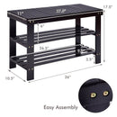 3 Tier Bamboo Bench Storage Shoe Shelf-Natural by LJGDeals