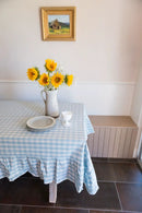 Blue Ruffled Gingham Tablecloth by Galley & Fen