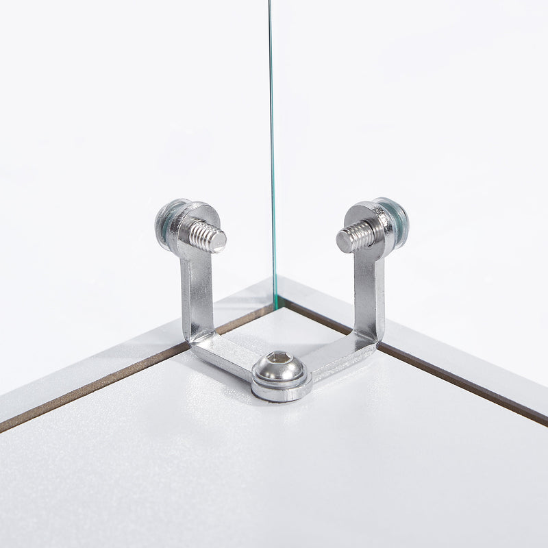 4-Tier Glass Display Cabinet, Double Door Glass Cabinet, Four Partitions, Two Locks, Floor Standing Storage Cabinet for Living Room, Bedroom, Showroom and Office, White, 31.5"L x 14.2"W x 66.3"H