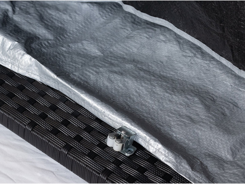 6 Pieces PE Rattan sectional Outdoor Furniture Cushioned Sofa Set with 3 Storage Under Seat Black Wicker + Dark Grey Cushion