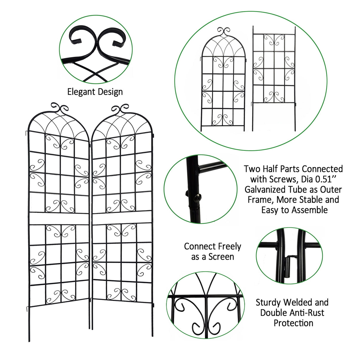 Metal Garden Rustproof Trellis For Climbing Plants Outdoor Flower Support, photo 7 of 40