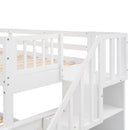 Stairway Bunk Bed With Storage And Guard Rail For Bedroom by HouseOfZazla