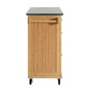 Indoor Bamboo Rolling Kitchen Island with Stainless Steel Top by HouseOfZazla