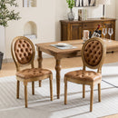 French Style Solid Wood Frame Antique Painting, Hand-Pulled Buckle Decoration Artificial Dining Chair With Nailhead Trim, Wood Legs by HouseOfZazla
