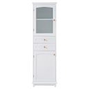 Tall Bathroom Storage Cabinet With Glass Doors, Free-Standing, Two Drawers, And Adjustable Shelves, Board, Painted Perfect For Displaying Your Favorite Items by Unique Piece Furniture