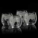 Etched World Globe Glasses 10 oz -Set of 4