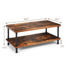 Industrial Vintage Coffee Table with 2-Tier Storage Shelf by LJGDeals