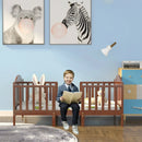 2-in-1 Classic Convertible Wooden Toddler Bed with 2 Side Guardrails for Extra Safety by DirectDeals