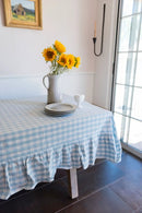 Blue Ruffled Gingham Tablecloth by Galley & Fen
