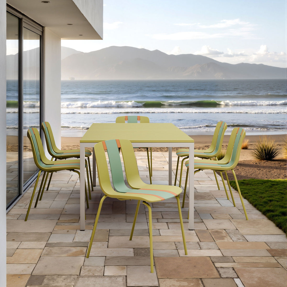 Modern Striped Blocking Single Chairs Set of 4, photo 3 of 8